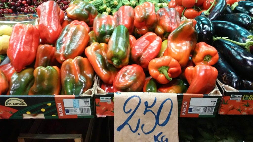 Summer peppers at the market