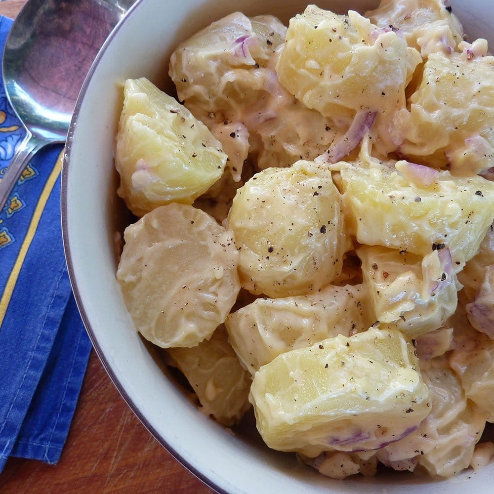 potato salad mayonnaise ready for the vegetarian buffet
