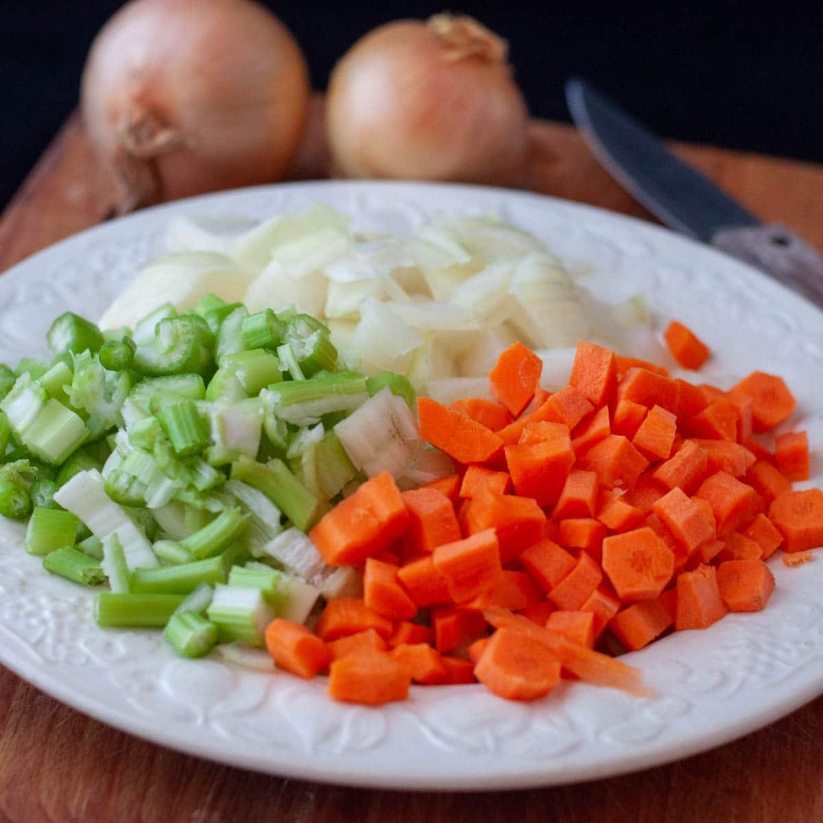 carrot onion celery called mirepoix soffritto