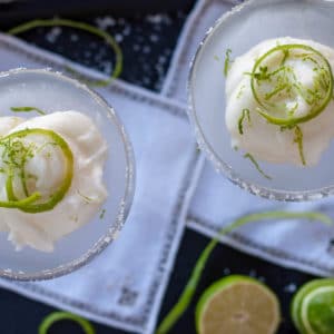 Lime sorbet with vodka