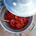 homemade canned tomatoes sauce in a barrel the sauce