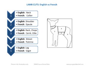 Lamb Cuts names translated in French and Italian