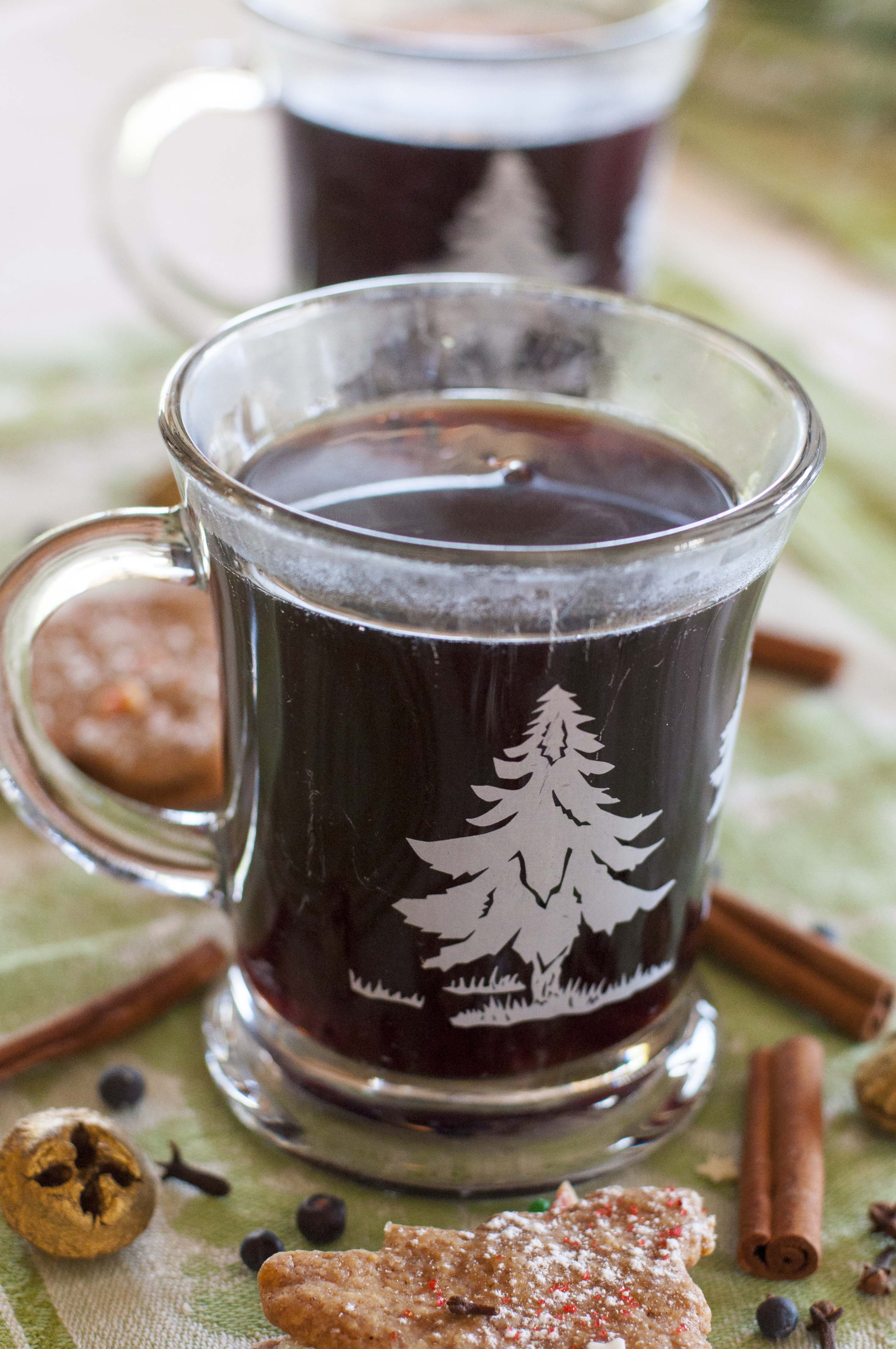 Mulled wine made with nocino wine