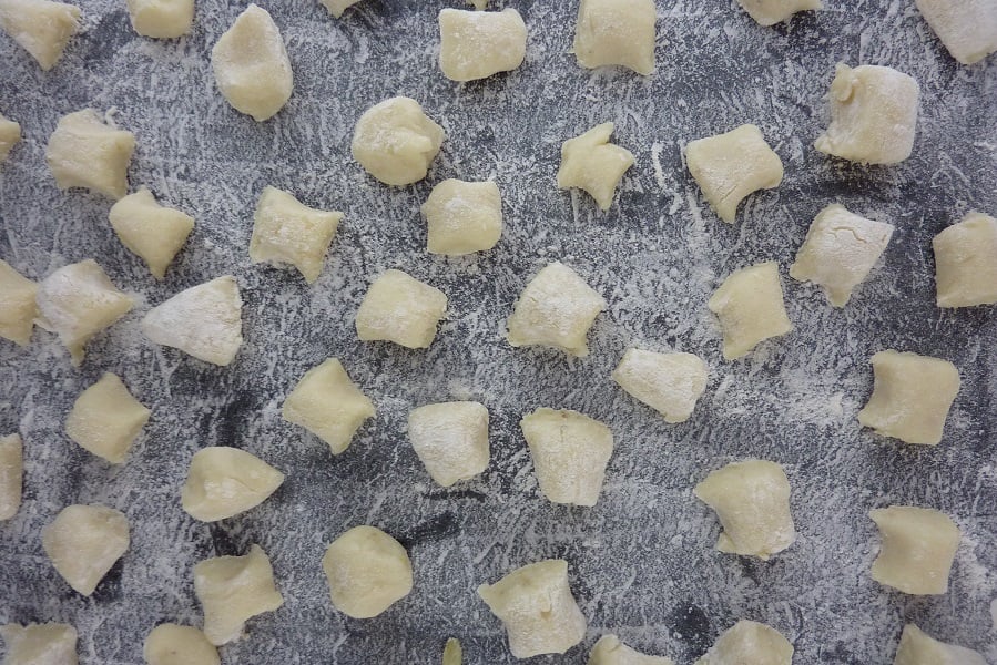homemade gnocchi flour tray