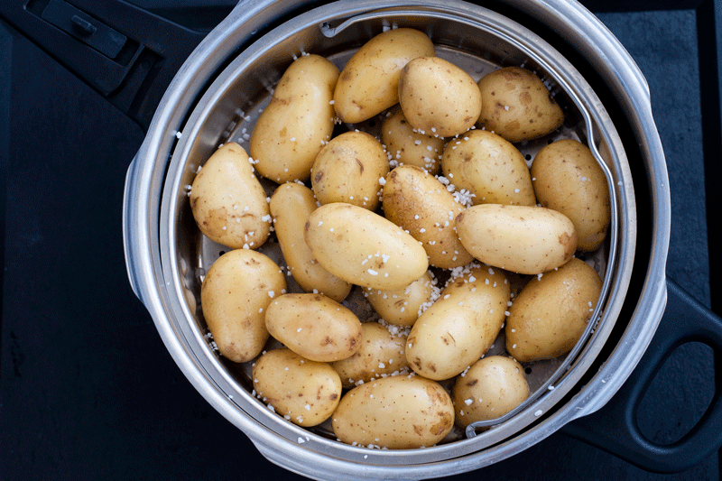 Octopus salad Potatoes steemed in pressure cooker