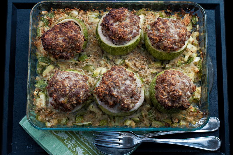 Stuffed Round Courgettes baked