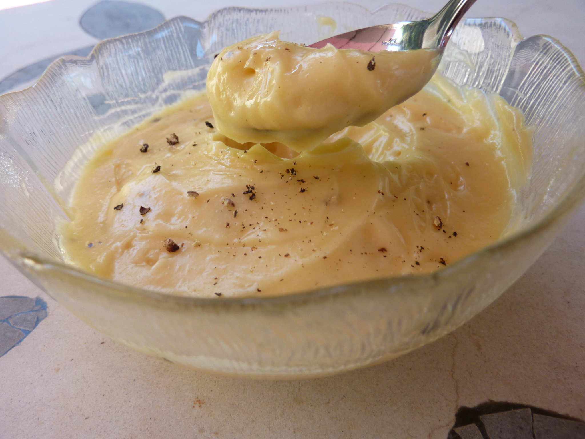 homemade mayonnaise on a spoon