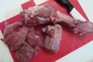 Leg of lamb cut in pieces
