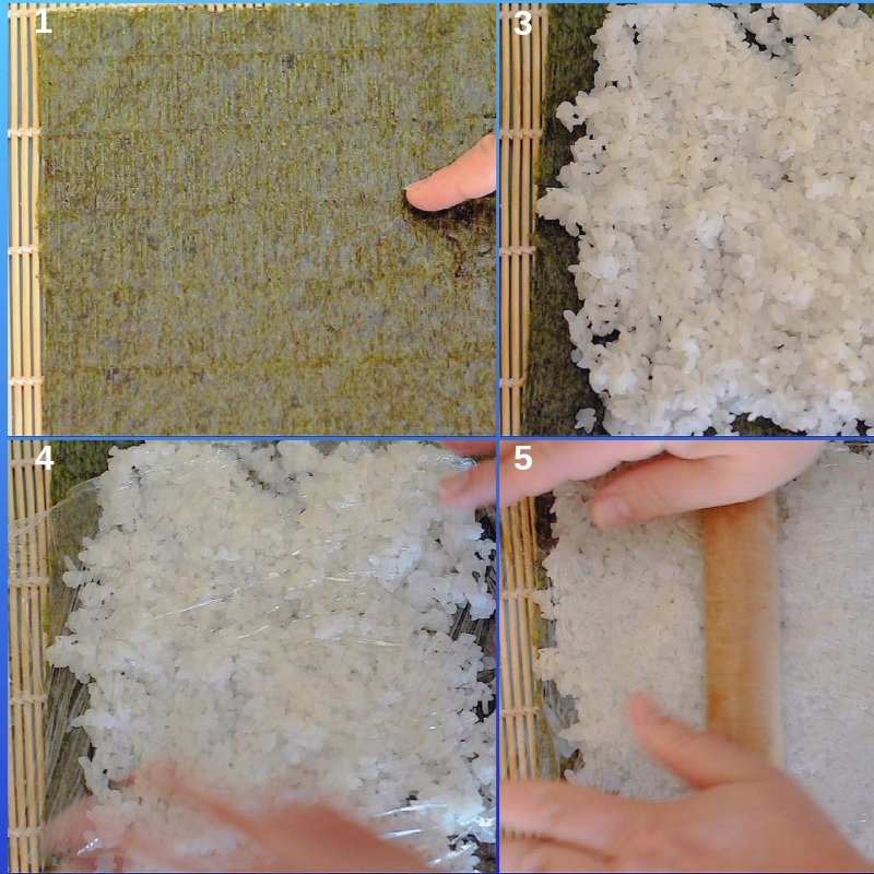 Step by step rolling the sushi