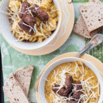 I use this recipe with spicy merguez sausages when I want to use the vegetables I have in the pantry a lamb sausage flavoured with chilly, harissa and cumin #yourguardianchef #soup #sausage #pasta