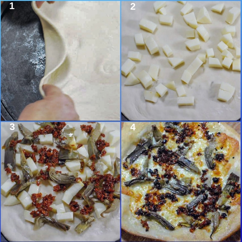 process pizza with artichokes