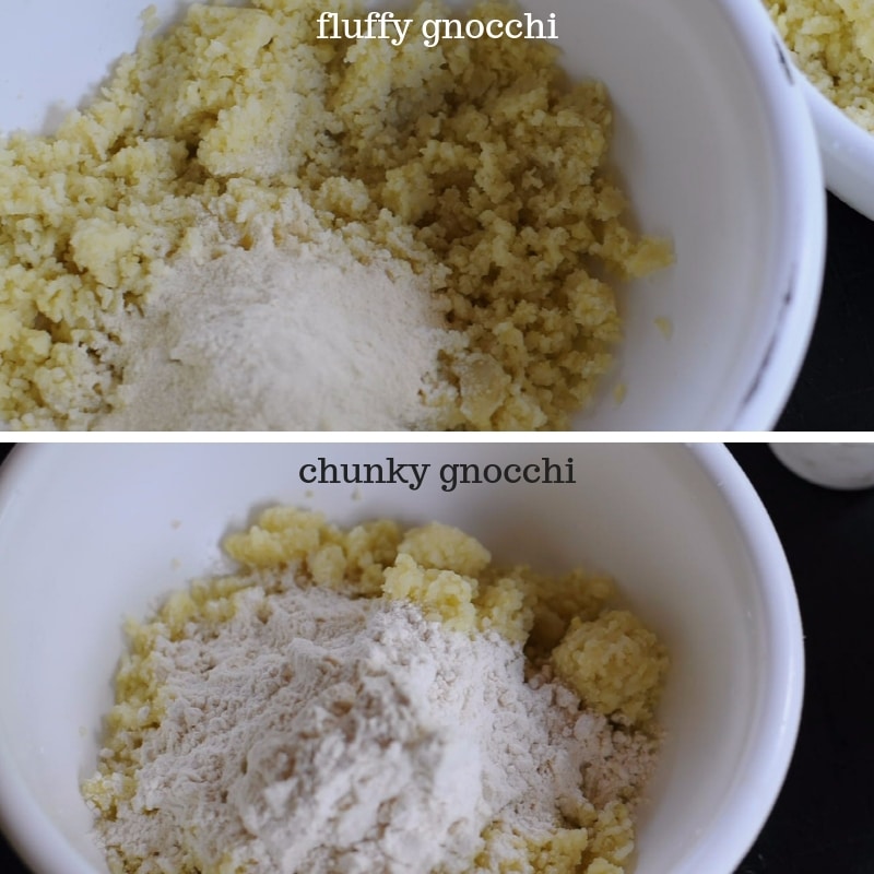 ingredients for the different gnocchi in a bowl