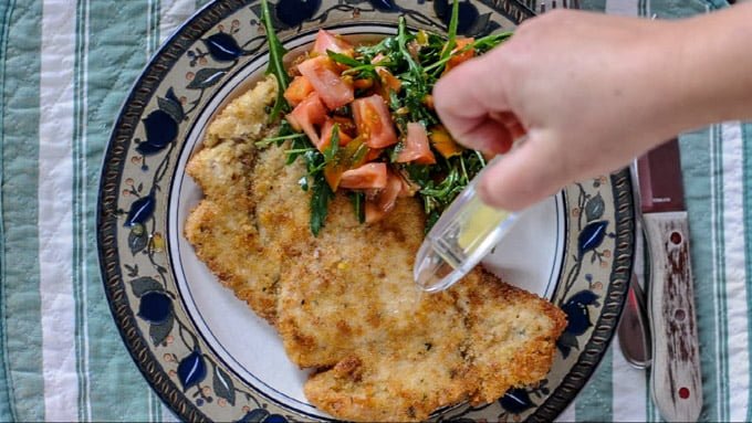 Veal Milanese with arugula salad