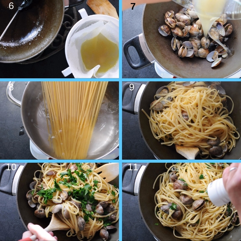 Mixing vongole with linguine