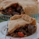 This beef pie is a mix between an Italian spezzatino and a French beef bourguignon made with a Marsala sauce. Creamy, rich and decadent, perfect when you have friends over for dinner. #yourguardianchef #quicherecipes #squashrecipes #easterrecipes #pierecipes