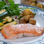 Baked Salmon Fillet In Oven With steamed zucchini