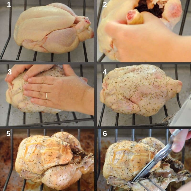 Step by step roasting a chicken