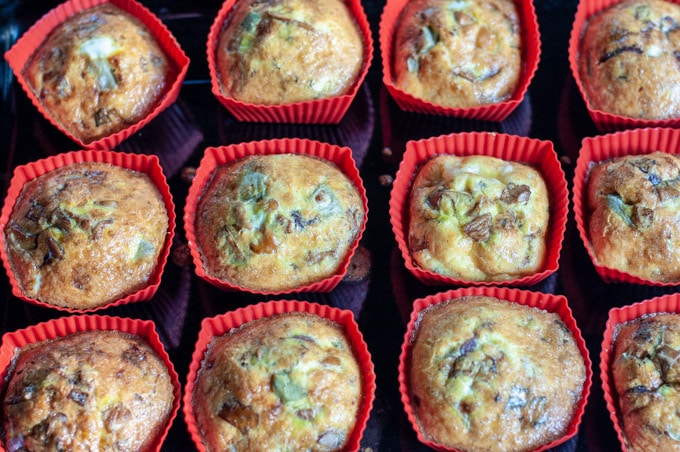 Baked frittata mushrooms in silicon cupcakes