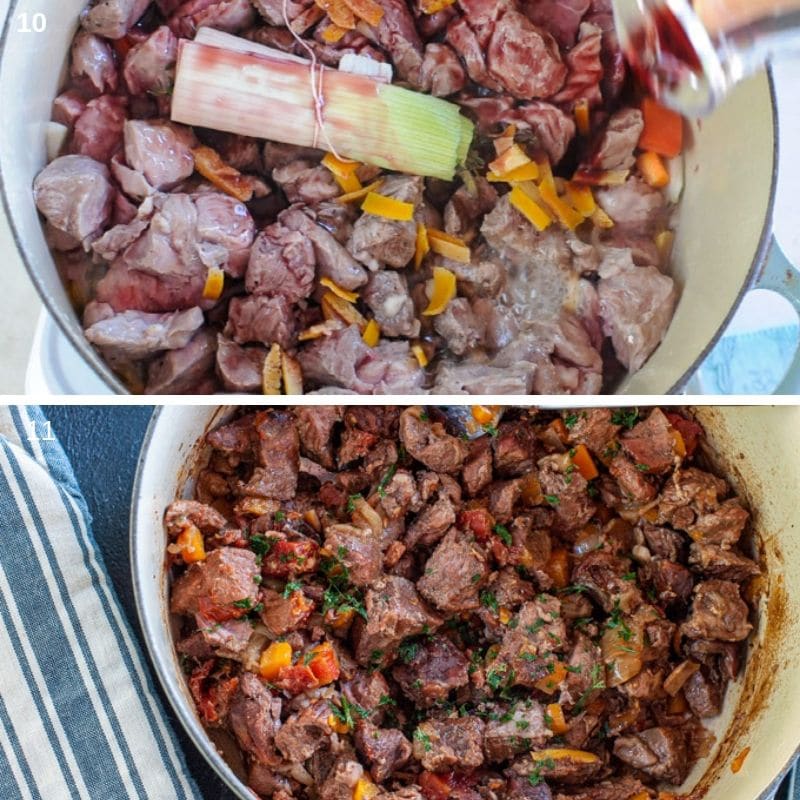Cooking the daube provencal with wine