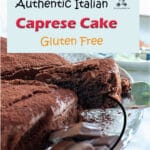 Torta Caprese is an almond chocolate cake from Naples, which was created by mistake! There is no flour, so it's perfect for people with celiac disease or gluten intolerance. Creamy and chocolaty, the ground almonds give it a perfect crunchy texture.