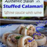 This stuffed calamari recipe is a classic Italian dish, squid tubes are stuffed with a mix of breadcrumbs flavored with garlic, parsley, and (yes) Parmesan cheese. The sweetness of the calamari are enhanced by the white wine sauce and contrasted by the scent of the lemon zest. A delicious seafood to serve as a main on any festive occasions.