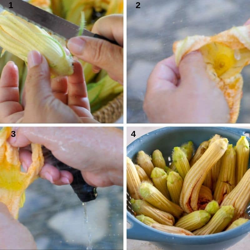 How to clean the zucchini flowers