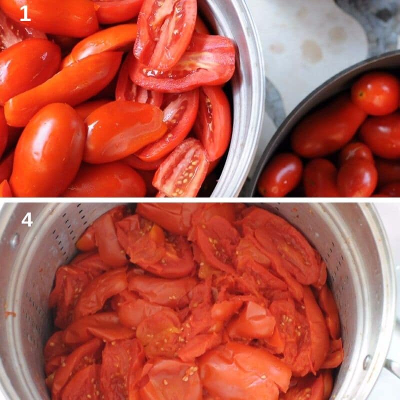 Clean and boil the tomatoes