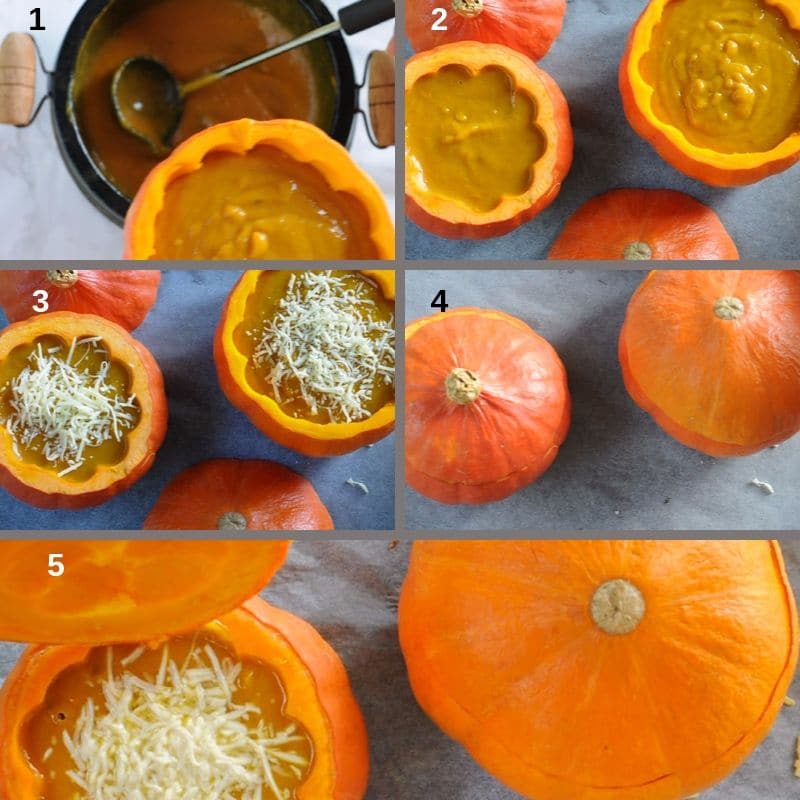 Making the pumpkin bowls
