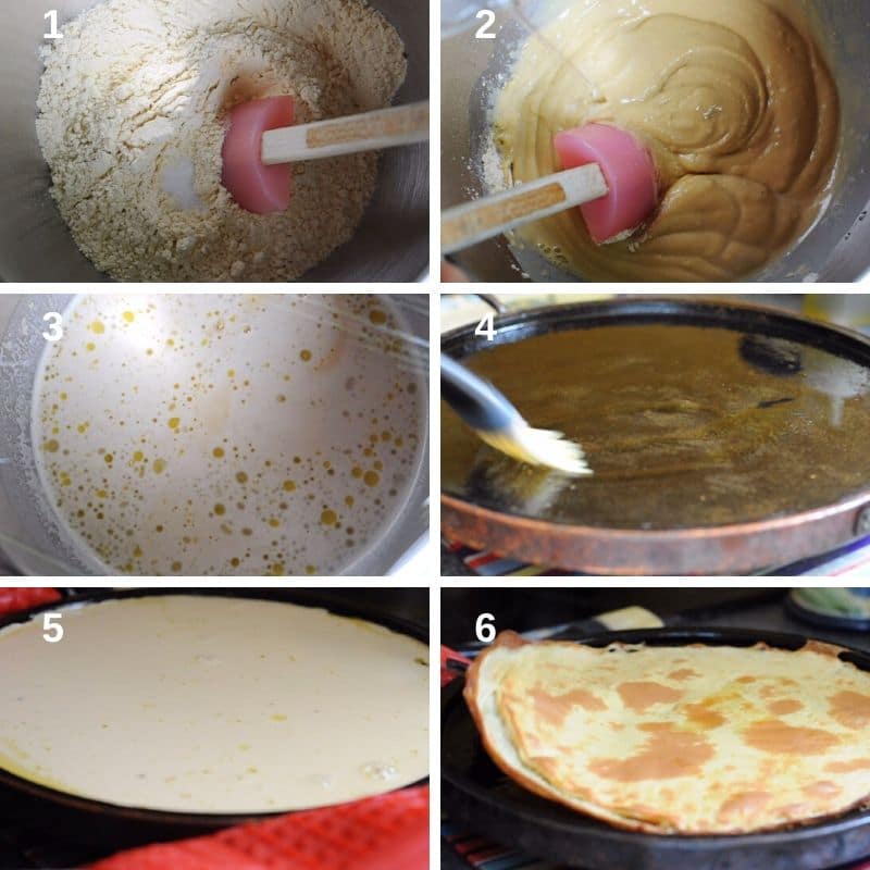 making the chickpeas flour pancake