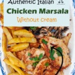 A creamy chicken Marsala is easy to make and does not require cream as the Marsala makes a perfect creamy sauce full of flavour. I serve it with mushrooms and baked potatoes.