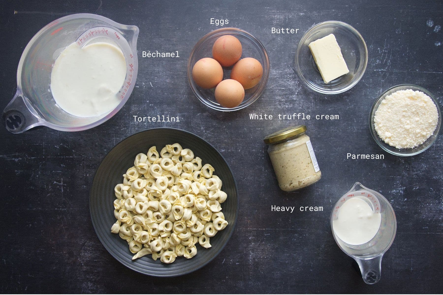 Ingredients for the tortellini souflle