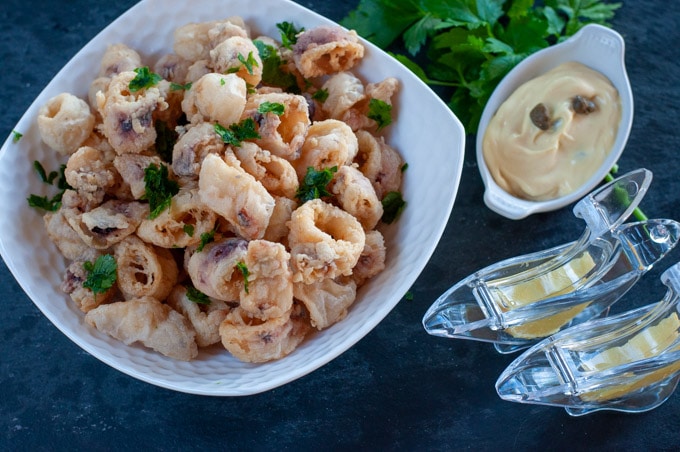 fried calamari served with tartare sauce