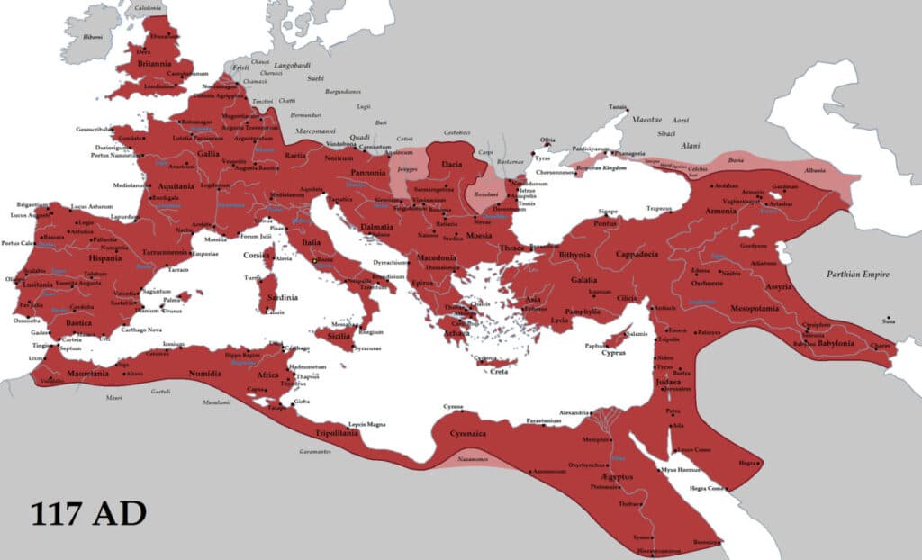 map of the Roman Empire 117 CE