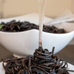 Though spooky it may look, you will love this pasta with black ink cuttlefish recipe. You can really taste the sea, no comparison to the commercial black pasta. And it is not difficult to make. #yourguardianchef #italianfood #italianrecipe #pasta #seafood