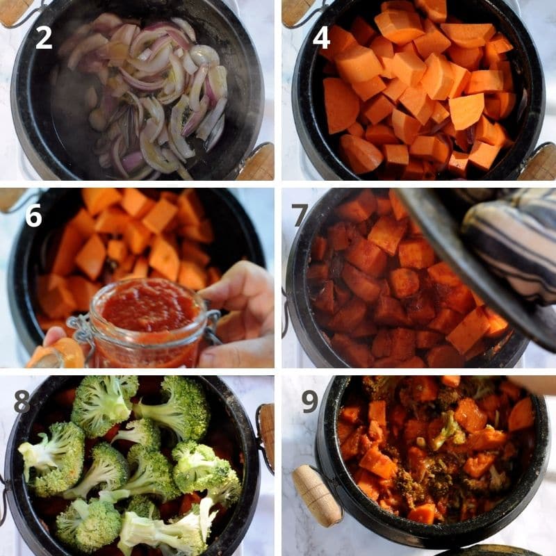 step by step making the vegetable stew