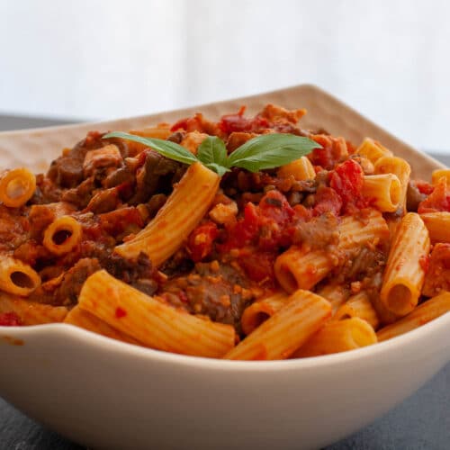 Pasta with swordfish ragu