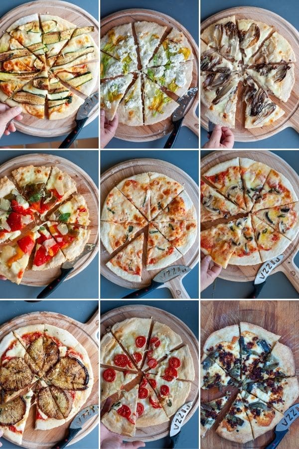 10 pizzas with vegetables