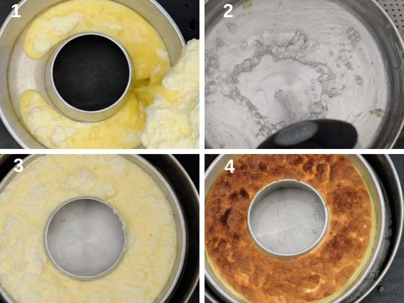Step by step photos showing how to cook the lemon pudding