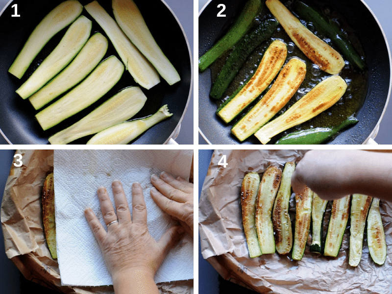 frying the zucchini