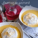 Ile flottante recipe can be challenging. it means floating island and consists in a foaming meringue floating in custard topped with caramel and pralines. #yourguardianchef #dessert #frenchdessert