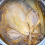 I use homemade chicken stock in so many dishes that I have to make it almost every week, especially during the winter months. So I found a way to make it fast!