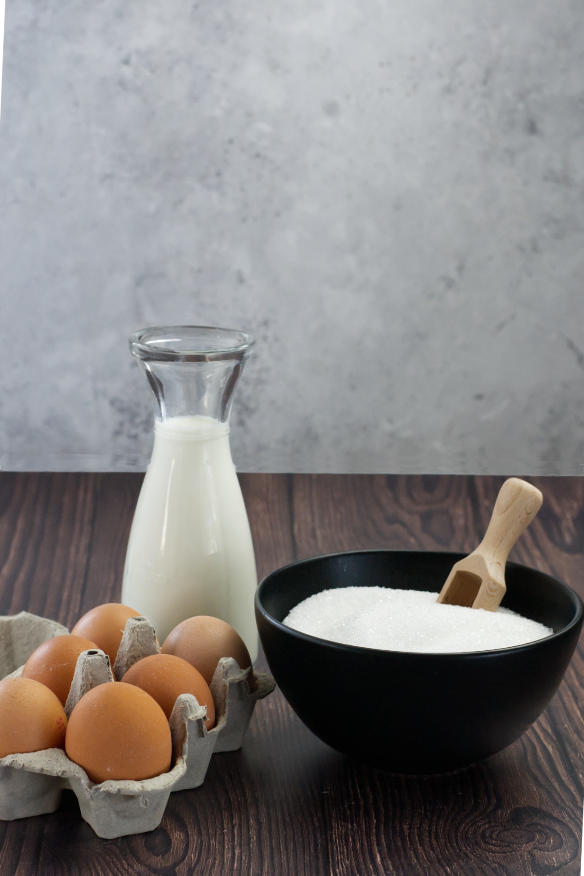 Milk, sugar and eggs