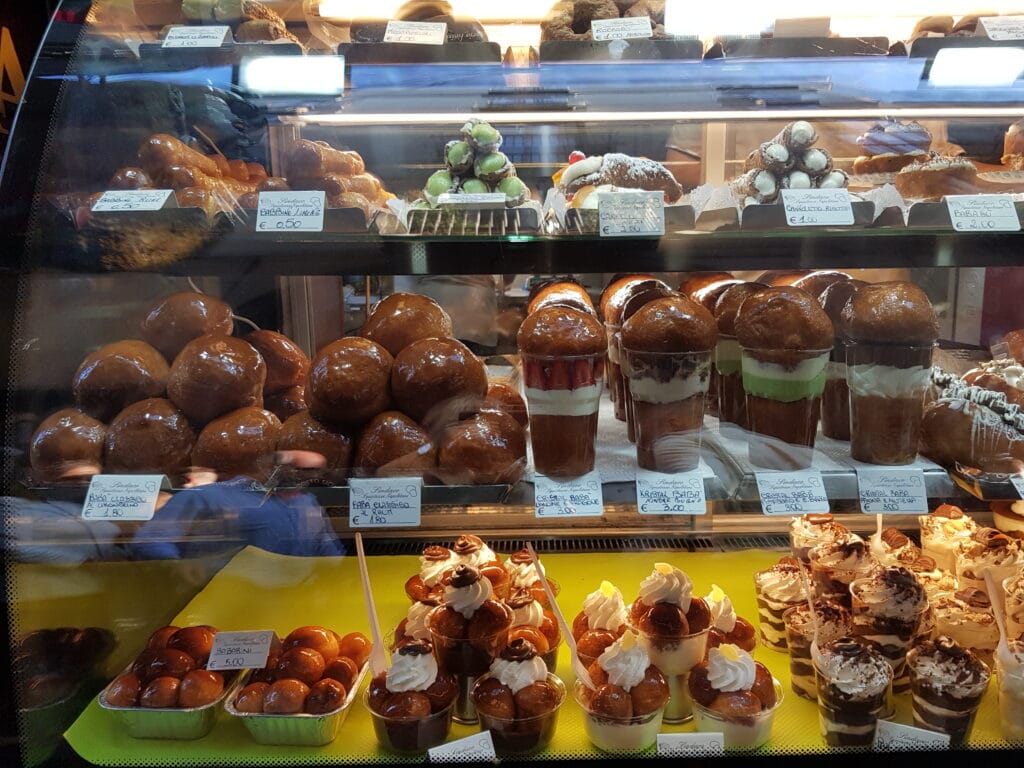 desserts in a bakery in Naples