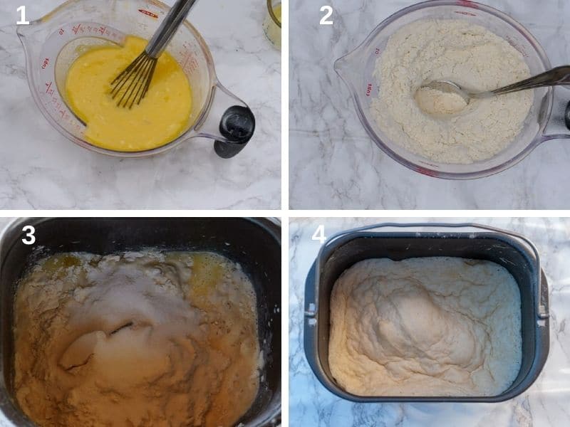 step by step making the dough in the bread machine