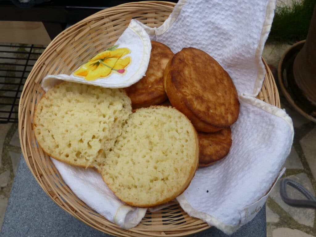 English muffins in a basket