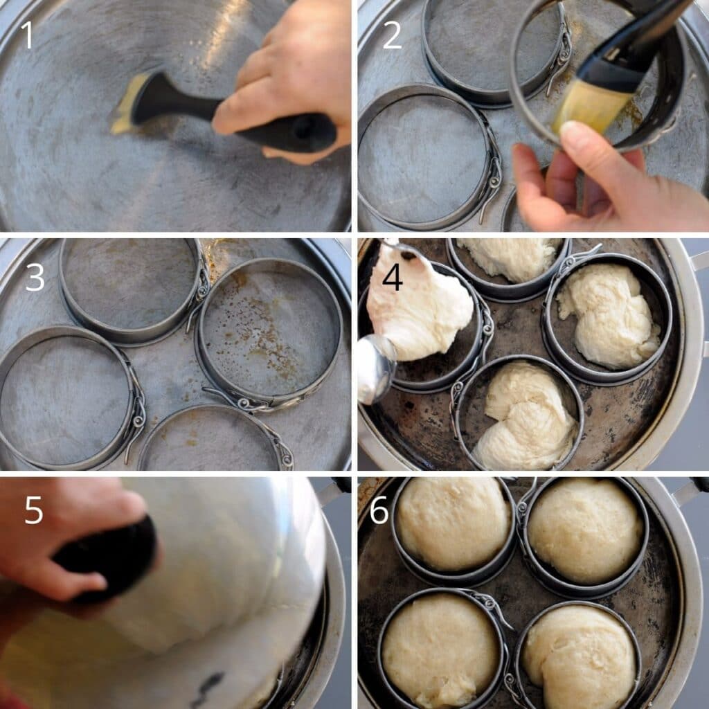 step by step cooking the muffins on the grill