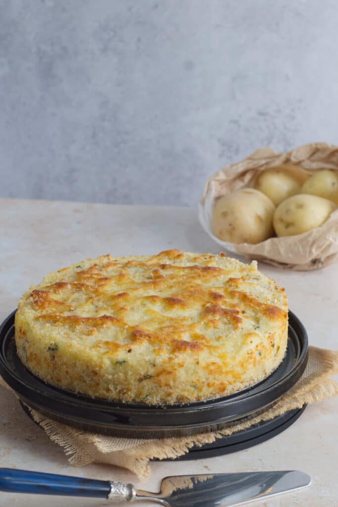Italian Potato Pie out of the pan