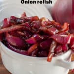 Caramelized onion relish pin