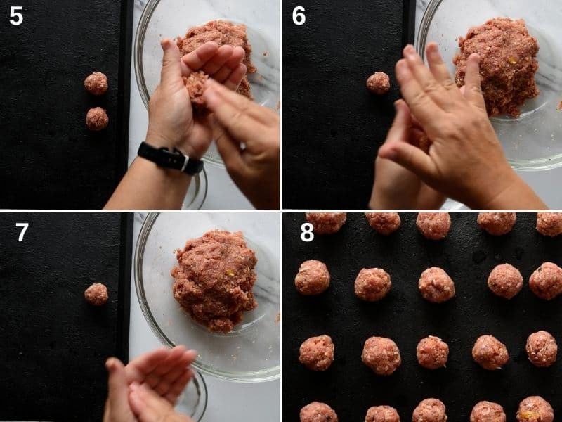 Shaping the meatballs
