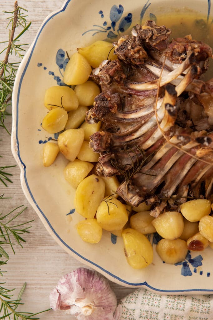 crown roast of lamb with potatoes